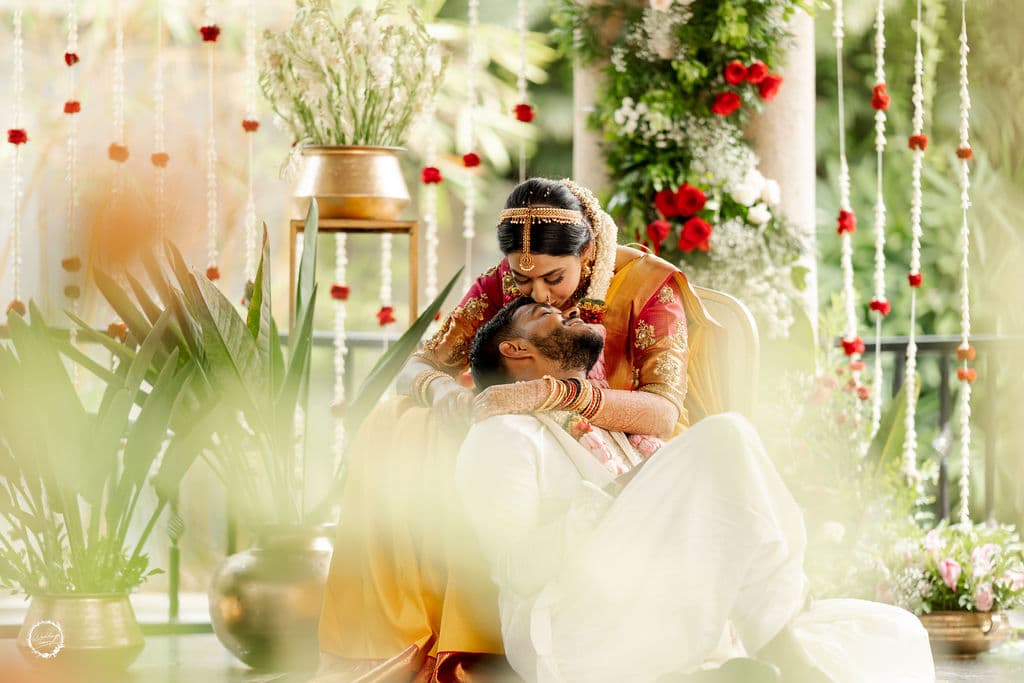 kiss on head bride photo